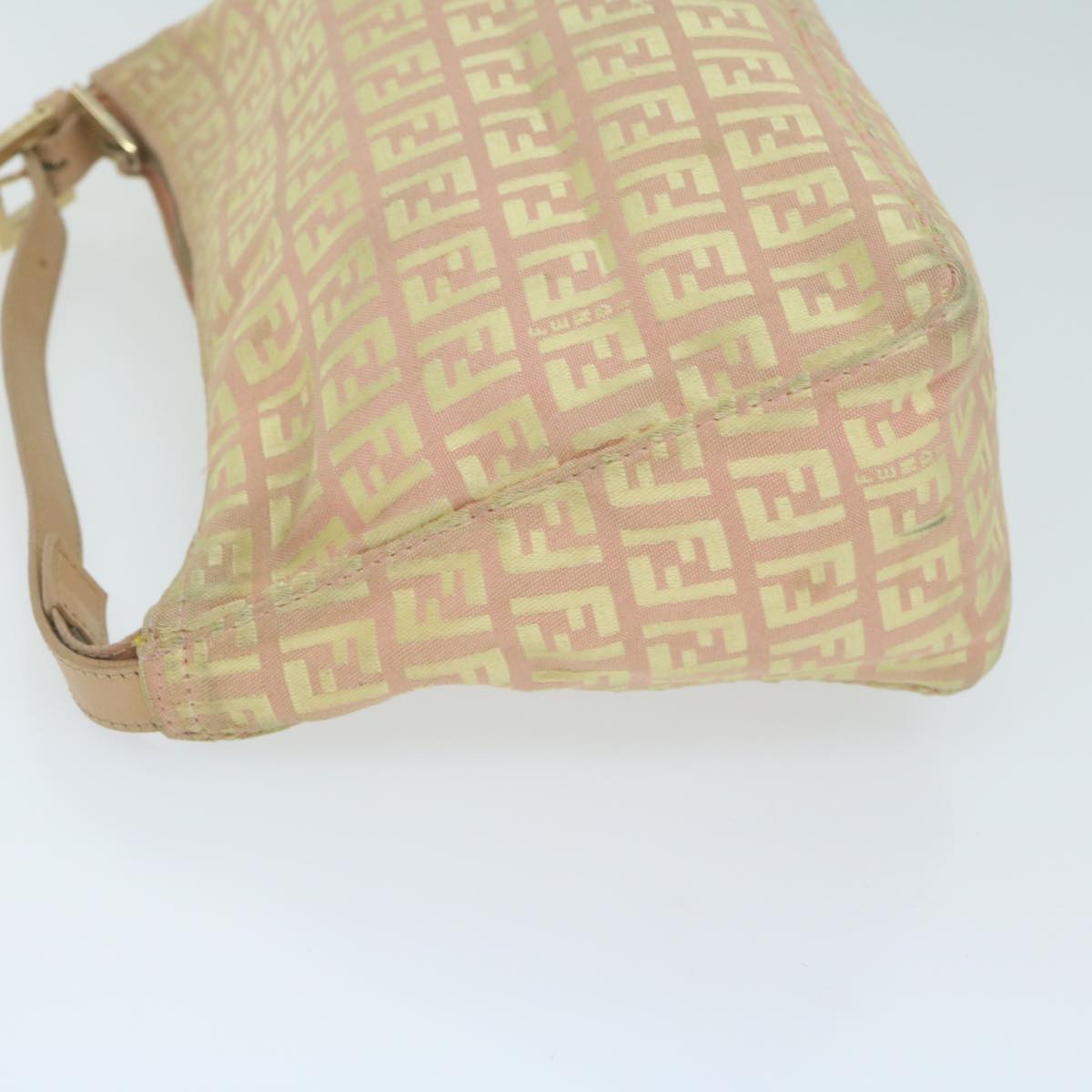 FENDI Zucchino Canvas Shoulder Bag Gold Tone bs11478