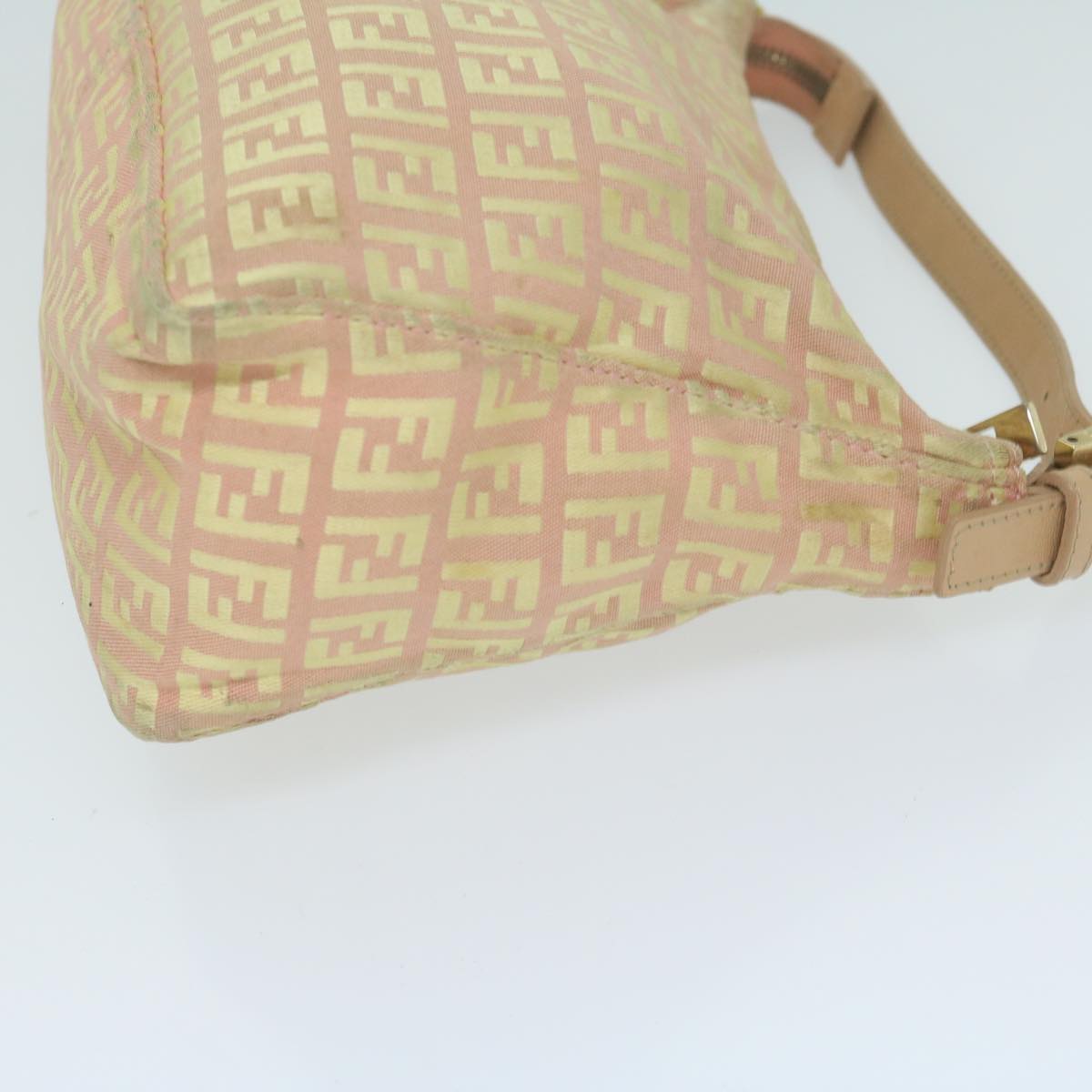 FENDI Zucchino Canvas Shoulder Bag Gold Tone bs11478
