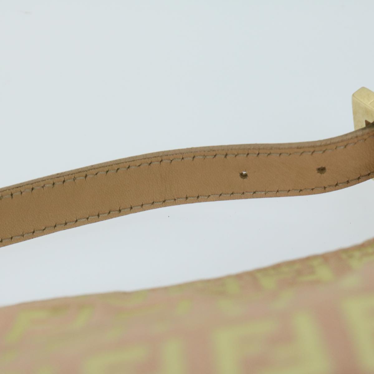 FENDI Zucchino Canvas Shoulder Bag Gold Tone bs11478