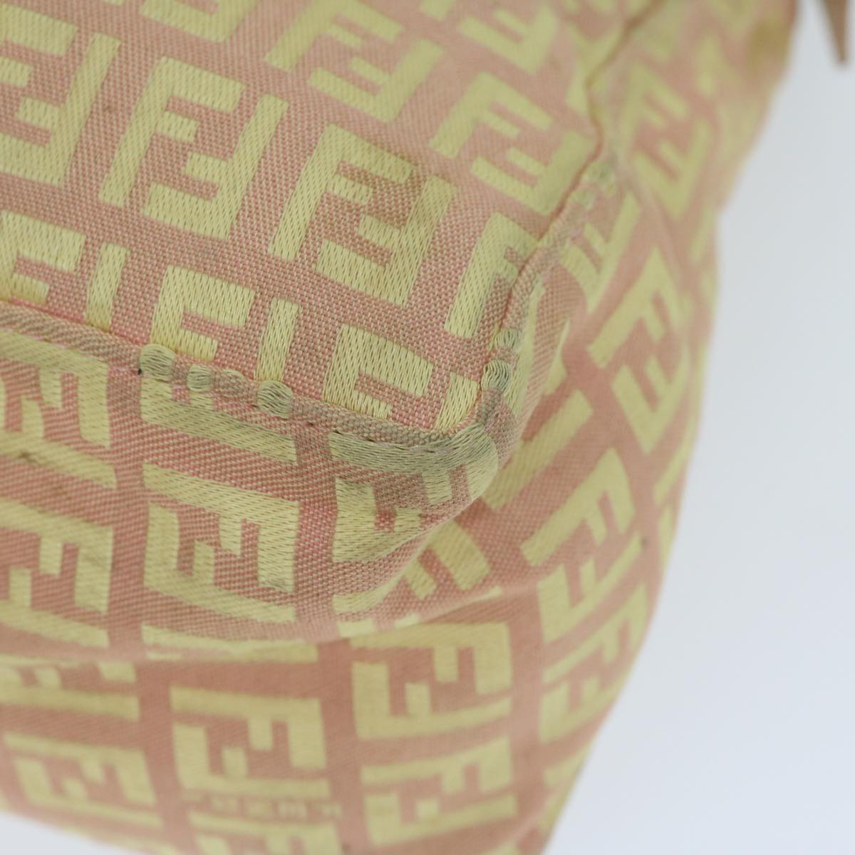 FENDI Zucchino Canvas Shoulder Bag Gold Tone bs11478