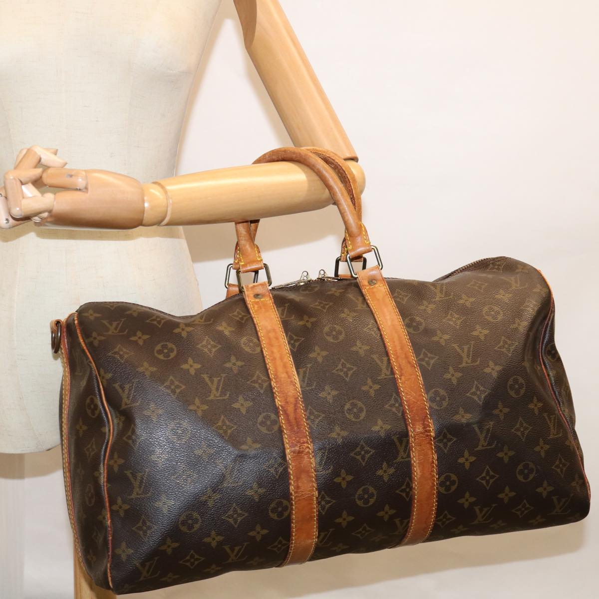 LOUIS VUITTON Monogram Keepall Bandouliere 45 Boston Bag M41418 LV bs11535