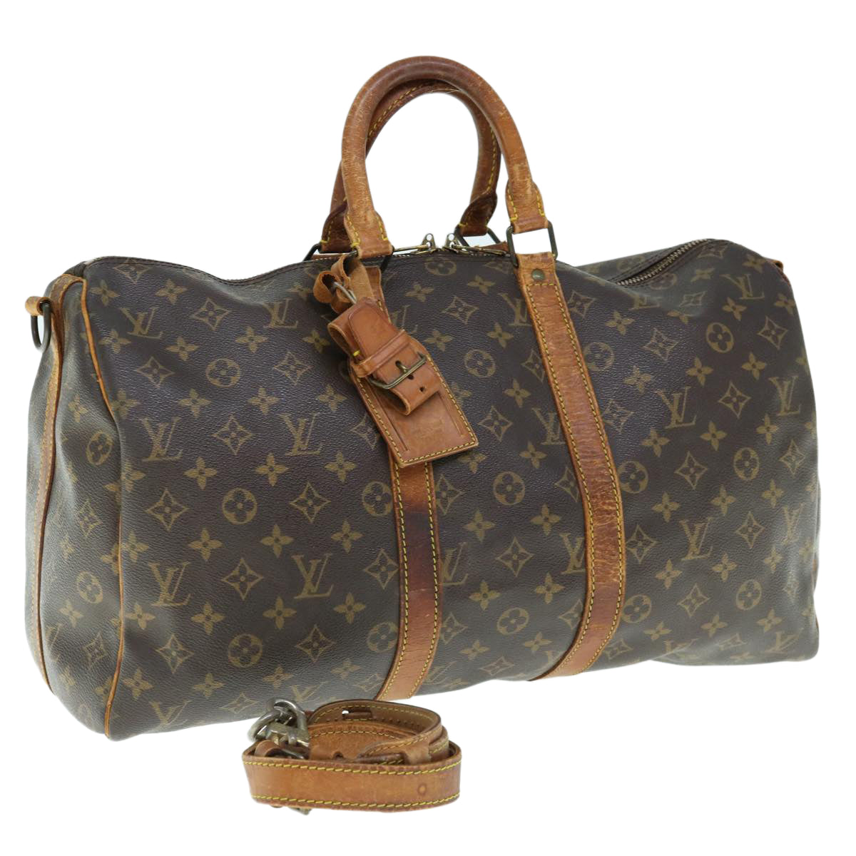 LOUIS VUITTON Monogram Keepall Bandouliere 45 Boston Bag M41418 LV bs11536
