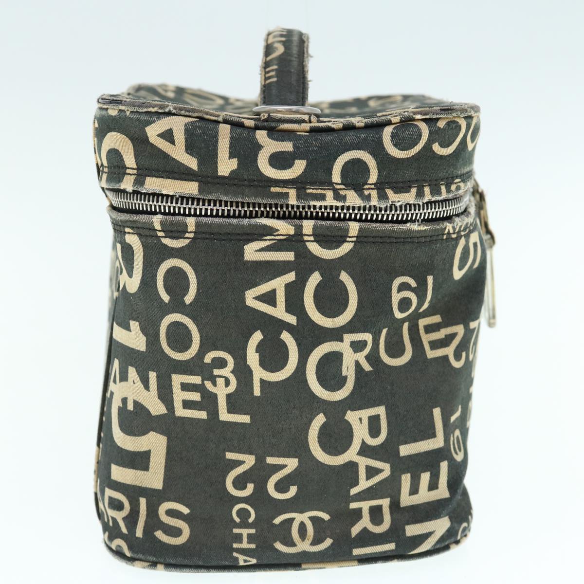 CHANEL Bycy Vanity Cosmetic Pouch Canvas Black CC bs11565
