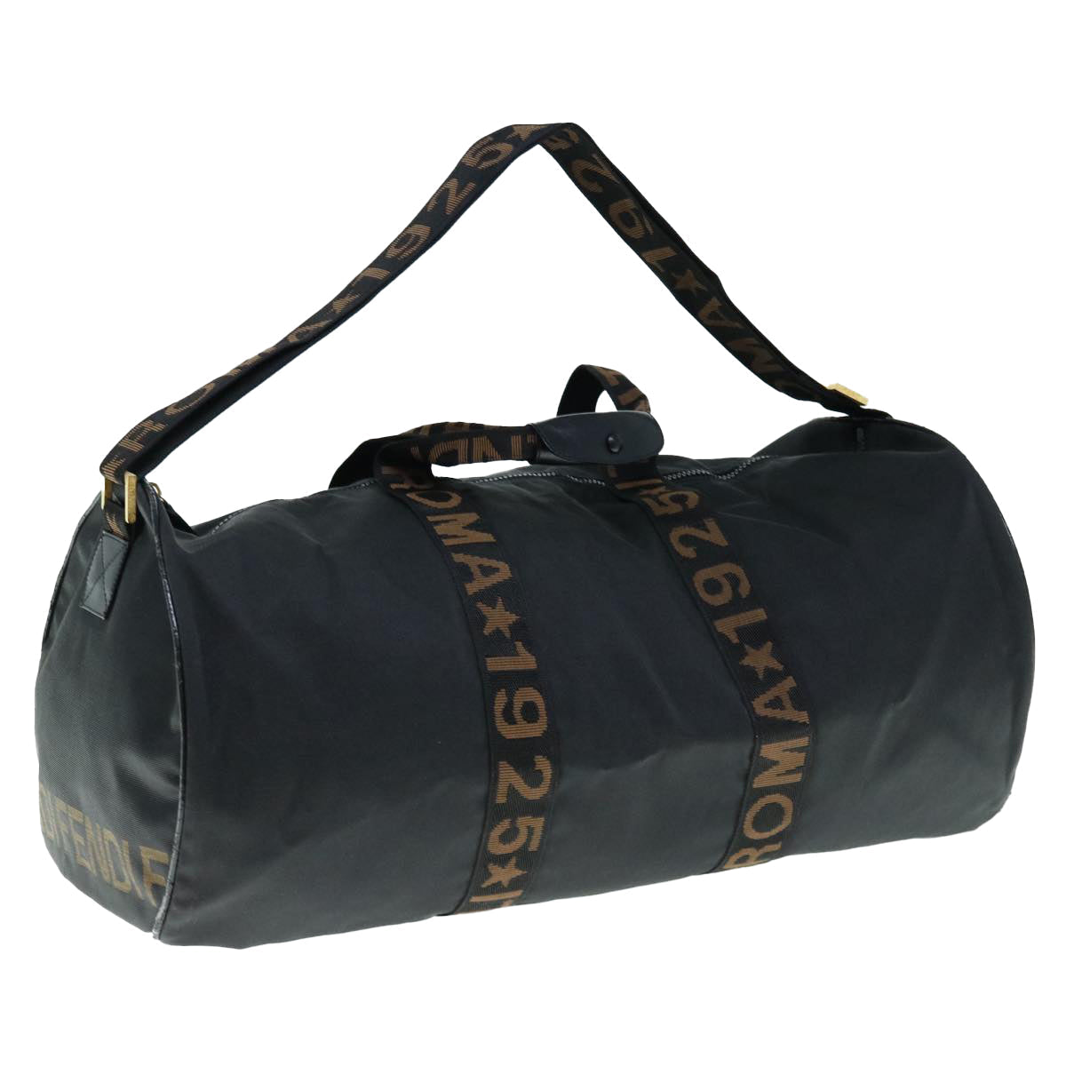 FENDI Boston Bag Nylon 2way Black Brown bs11573