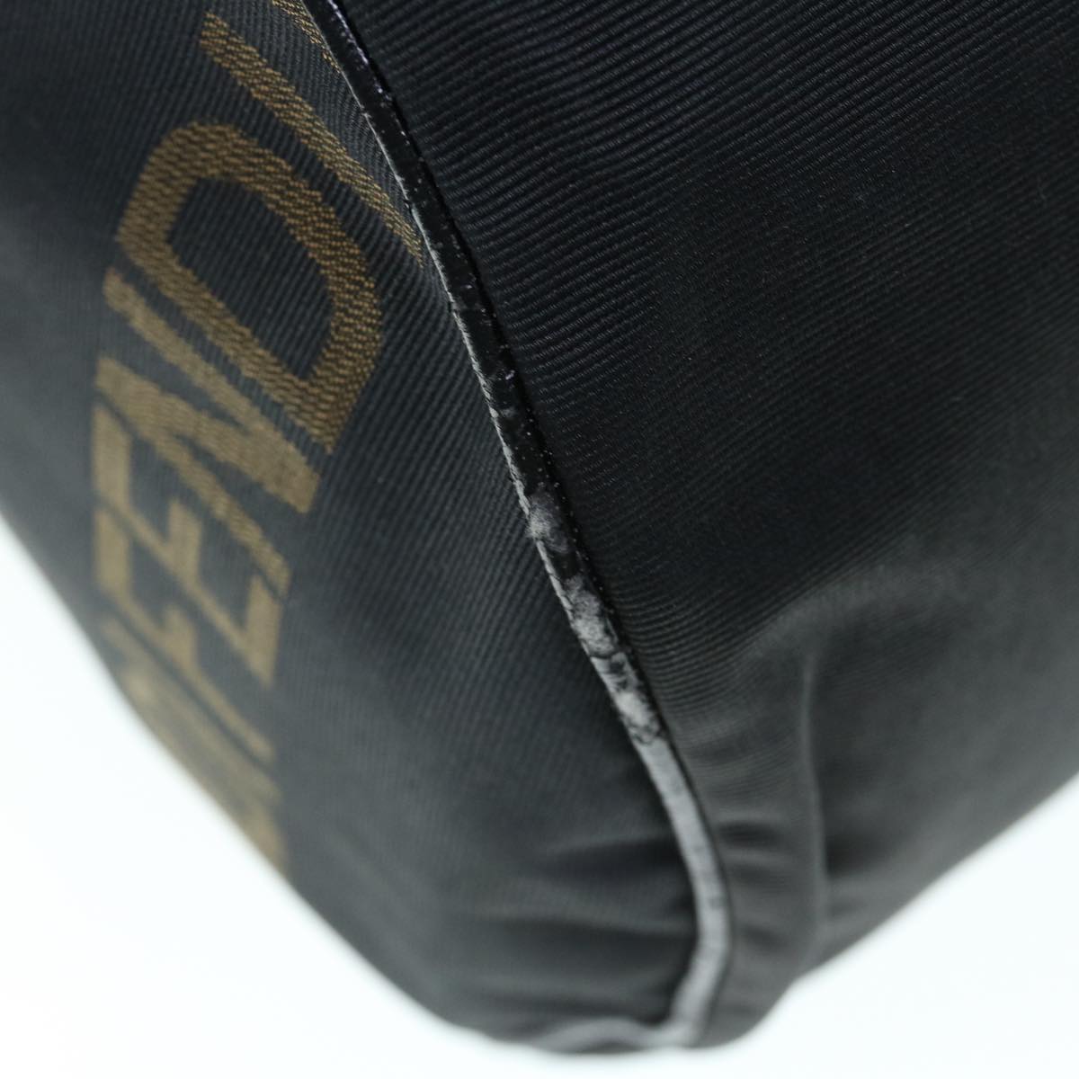 FENDI Boston Bag Nylon 2way Black Brown bs11573