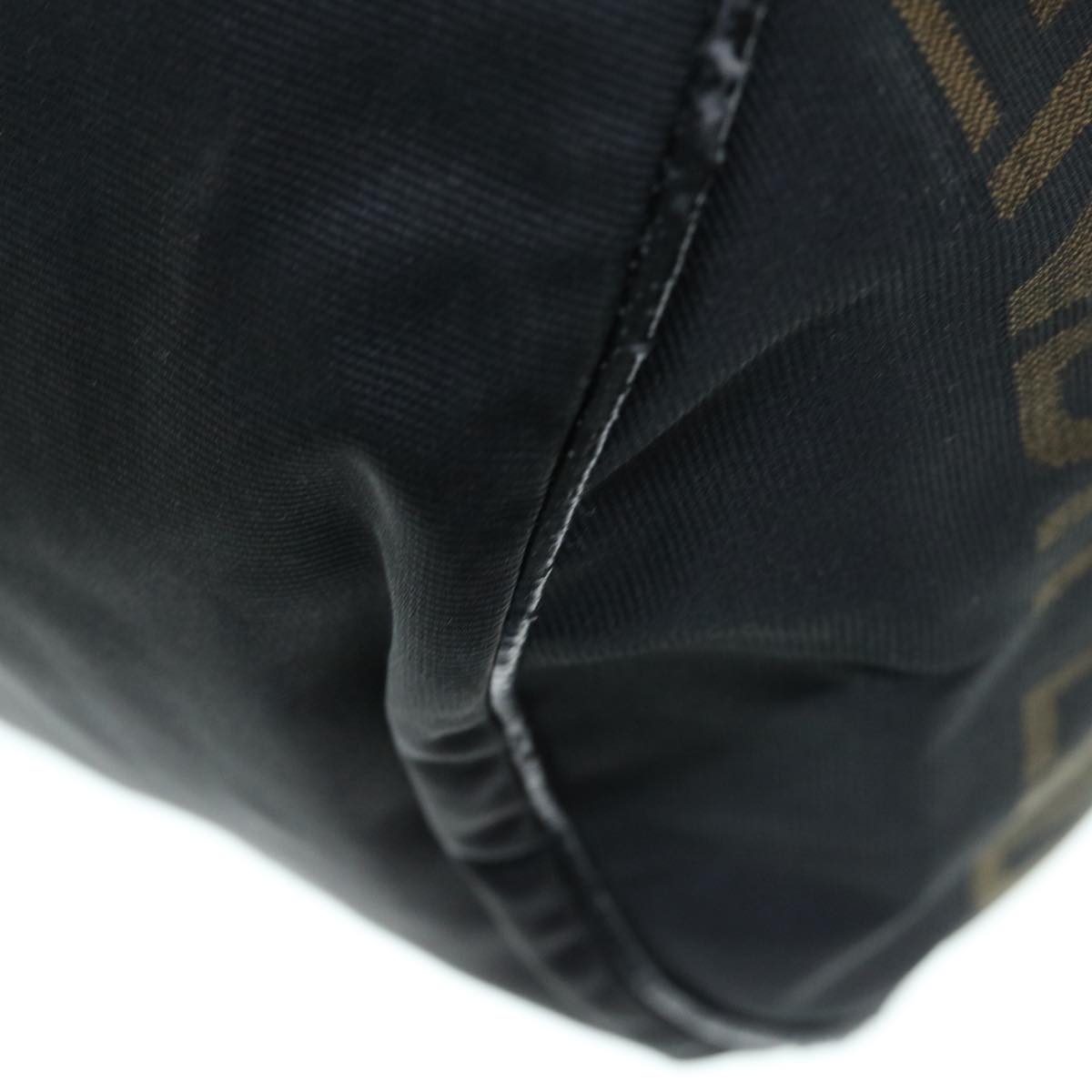 FENDI Boston Bag Nylon 2way Black Brown bs11573