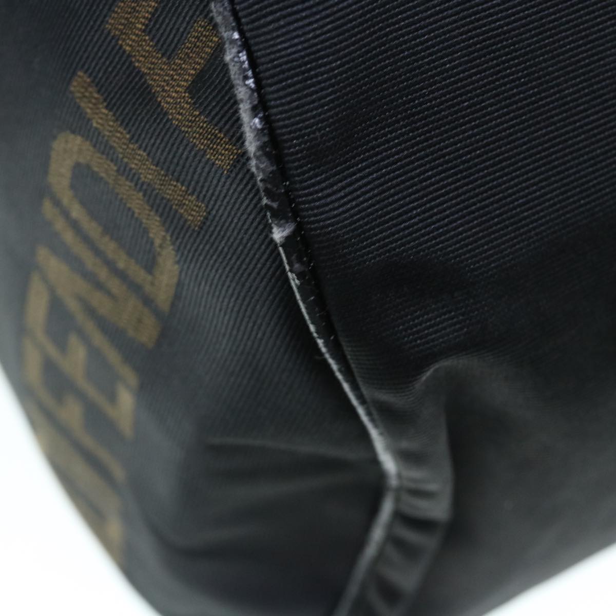 FENDI Boston Bag Nylon 2way Black Brown bs11573