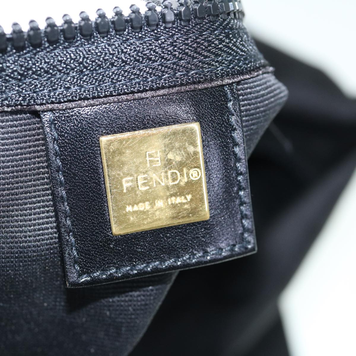 FENDI Boston Bag Nylon 2way Black Brown bs11573