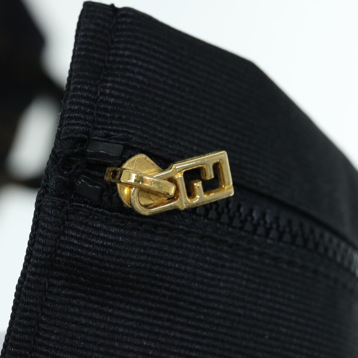 FENDI Boston Bag Nylon 2way Black Brown bs11573