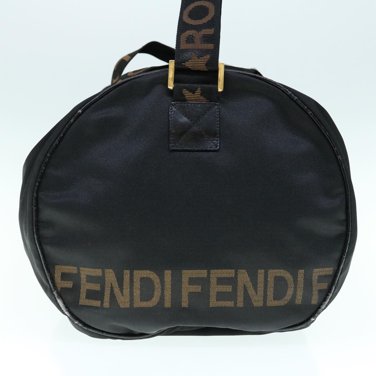 FENDI Boston Bag Nylon 2way Black Brown bs11573
