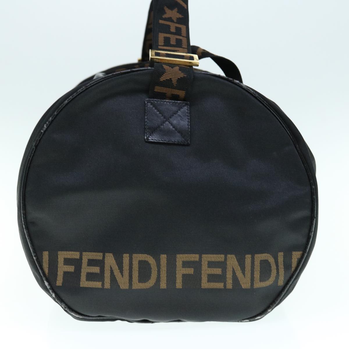 FENDI Boston Bag Nylon 2way Black Brown bs11573