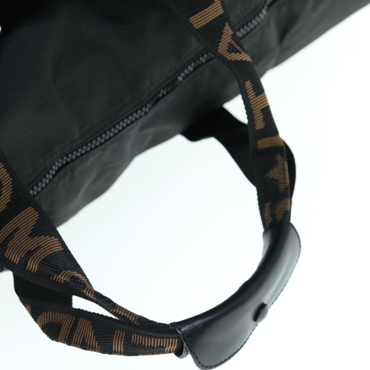 FENDI Boston Bag Nylon 2way Black Brown bs11573