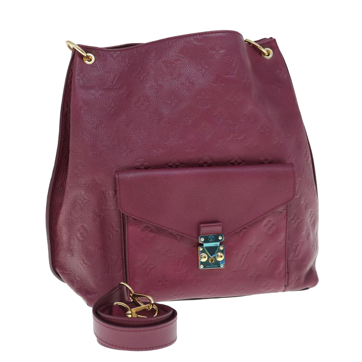 LOUIS VUITTON Monogram Empreinte Metis Shoulder Bag Wine Red M40813 bs11591