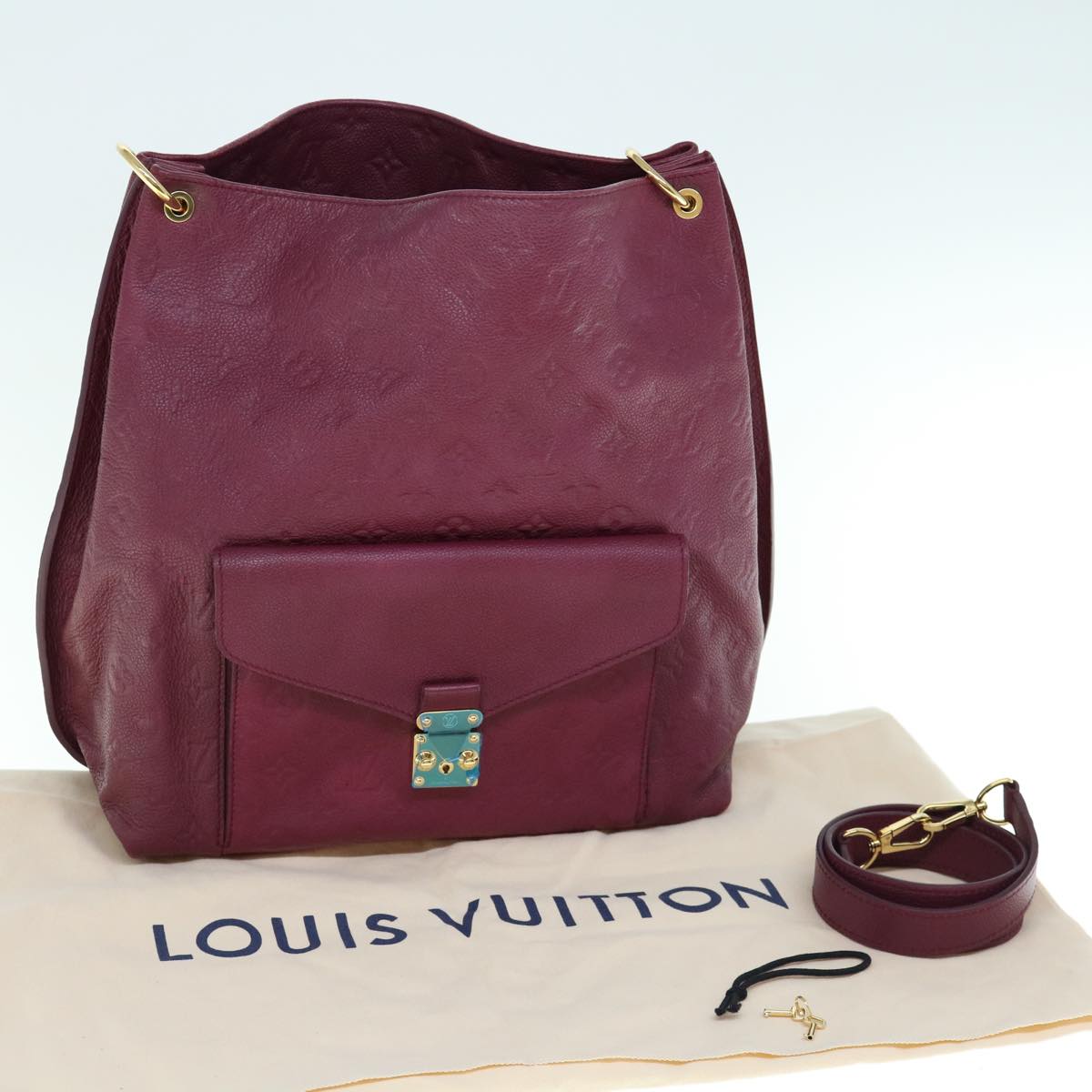 LOUIS VUITTON Monogram Empreinte Metis Shoulder Bag Wine Red M40813 bs11591