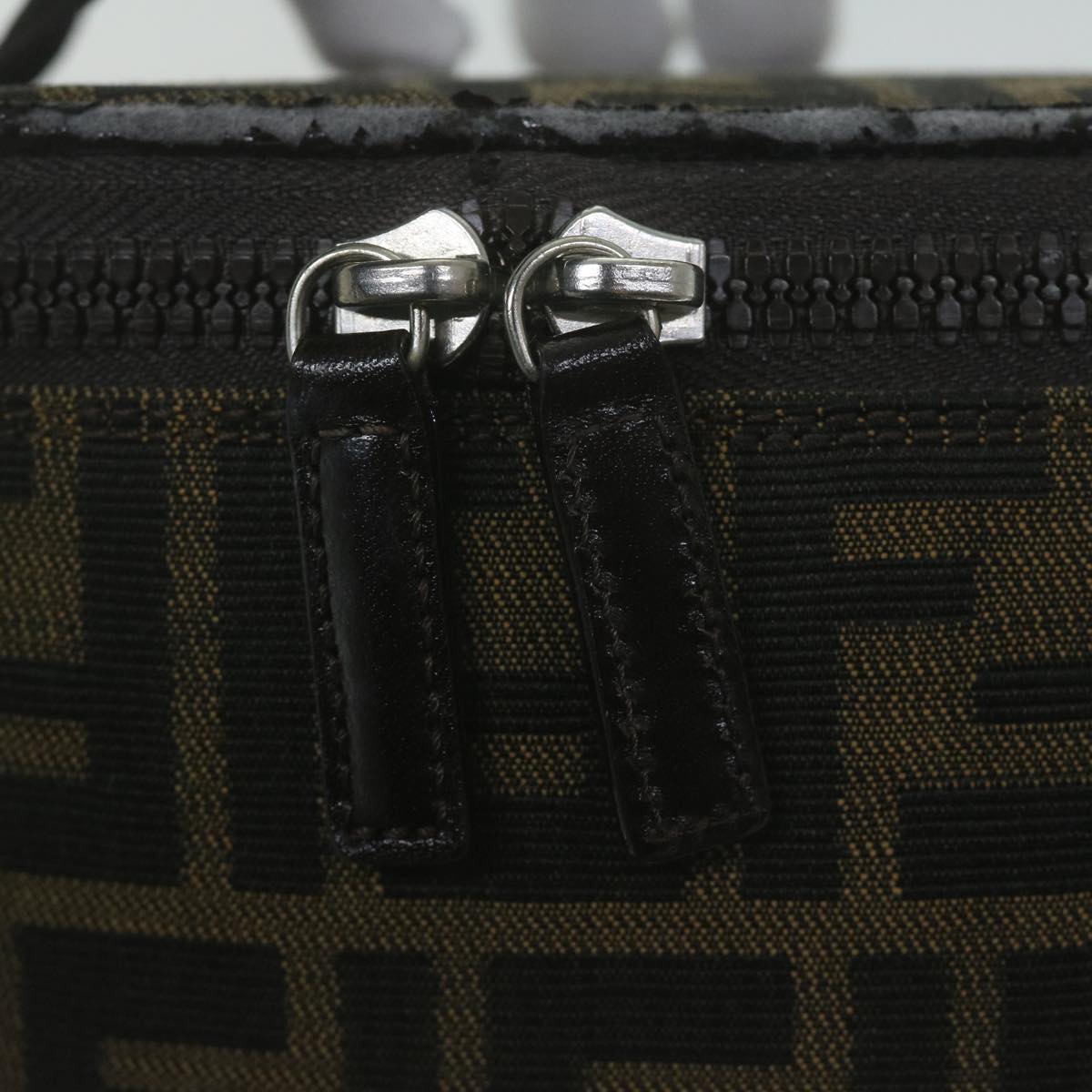 FENDI Zucca Canvas Vanity Pouch Brown Black bs11627