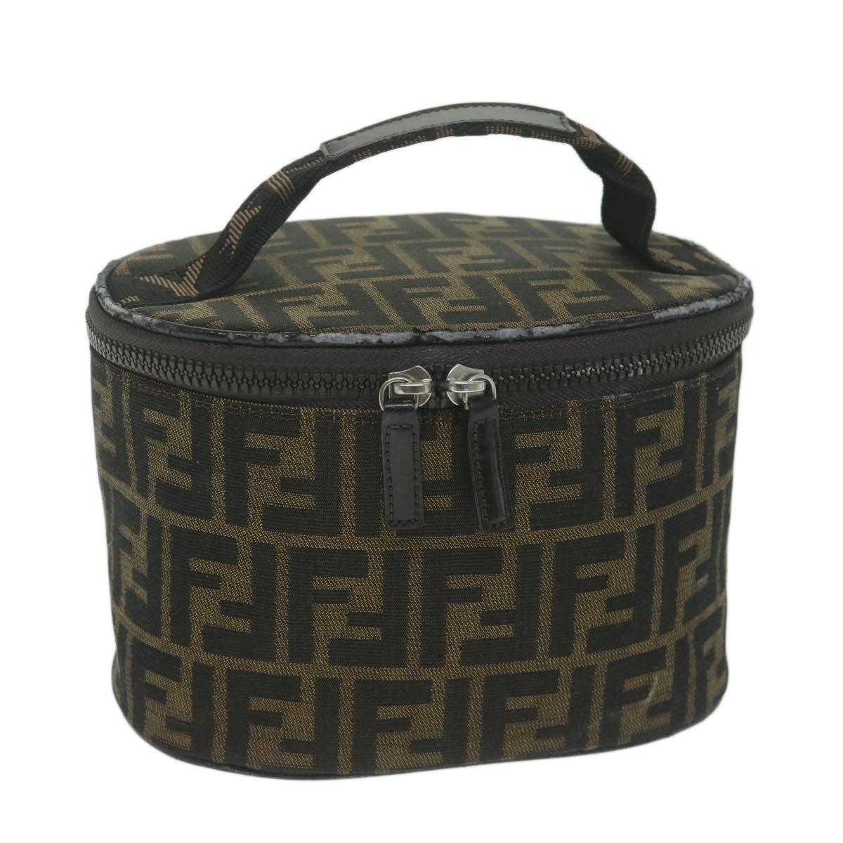 FENDI Zucca Canvas Vanity Pouch Brown Black bs11627