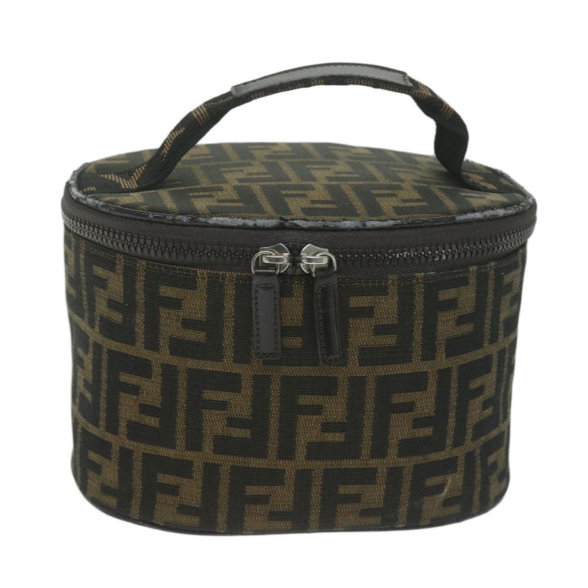 FENDI Zucca Canvas Vanity Pouch Brown Black bs11627
