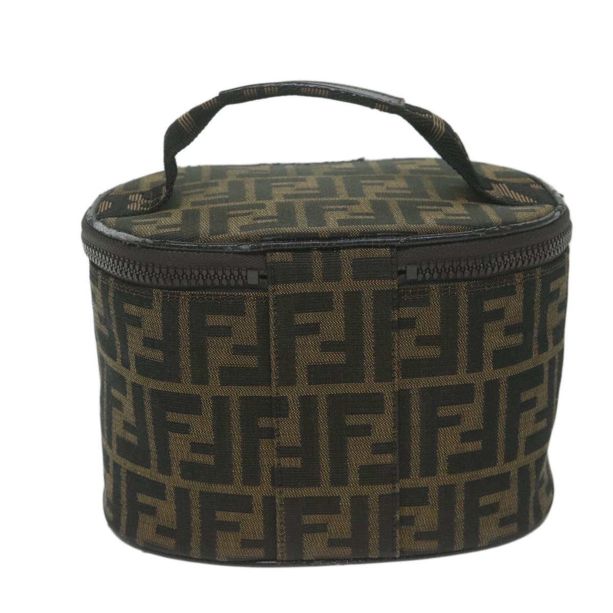 FENDI Zucca Canvas Vanity Pouch Brown Black bs11627
