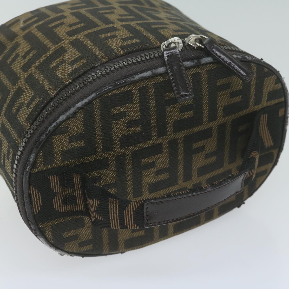 FENDI Zucca Canvas Vanity Pouch Brown Black bs11627