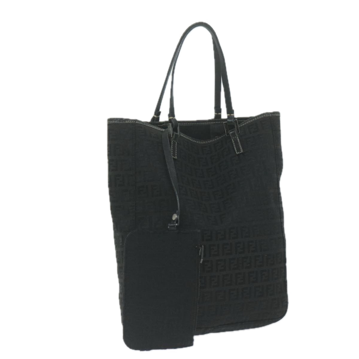 FENDI Zucchino Canvas Tote Bag Black bs11778