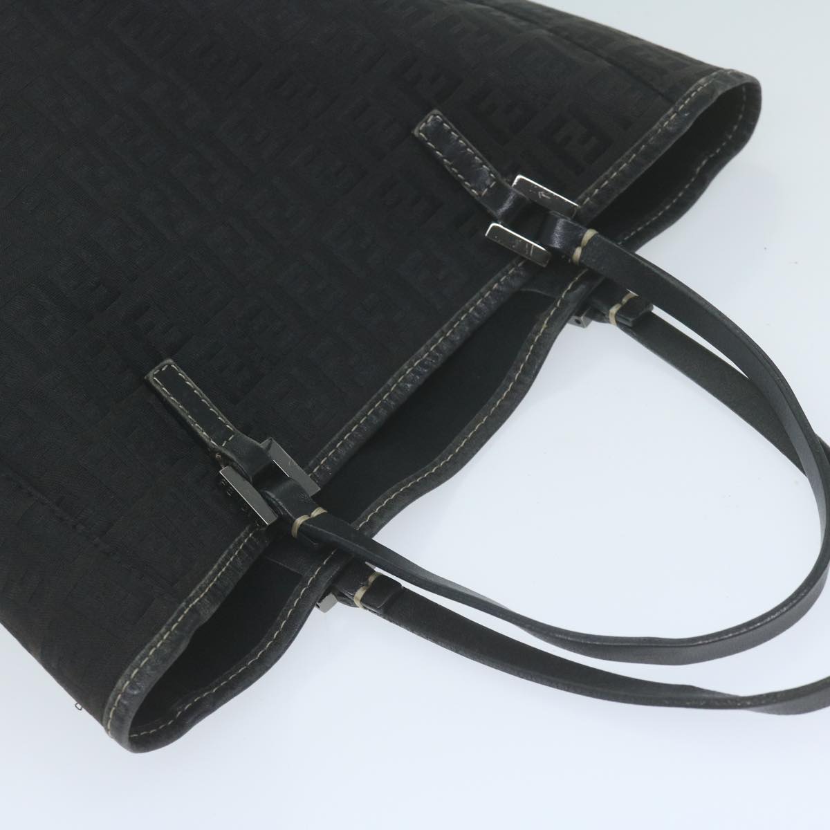 FENDI Zucchino Canvas Tote Bag Black bs11778