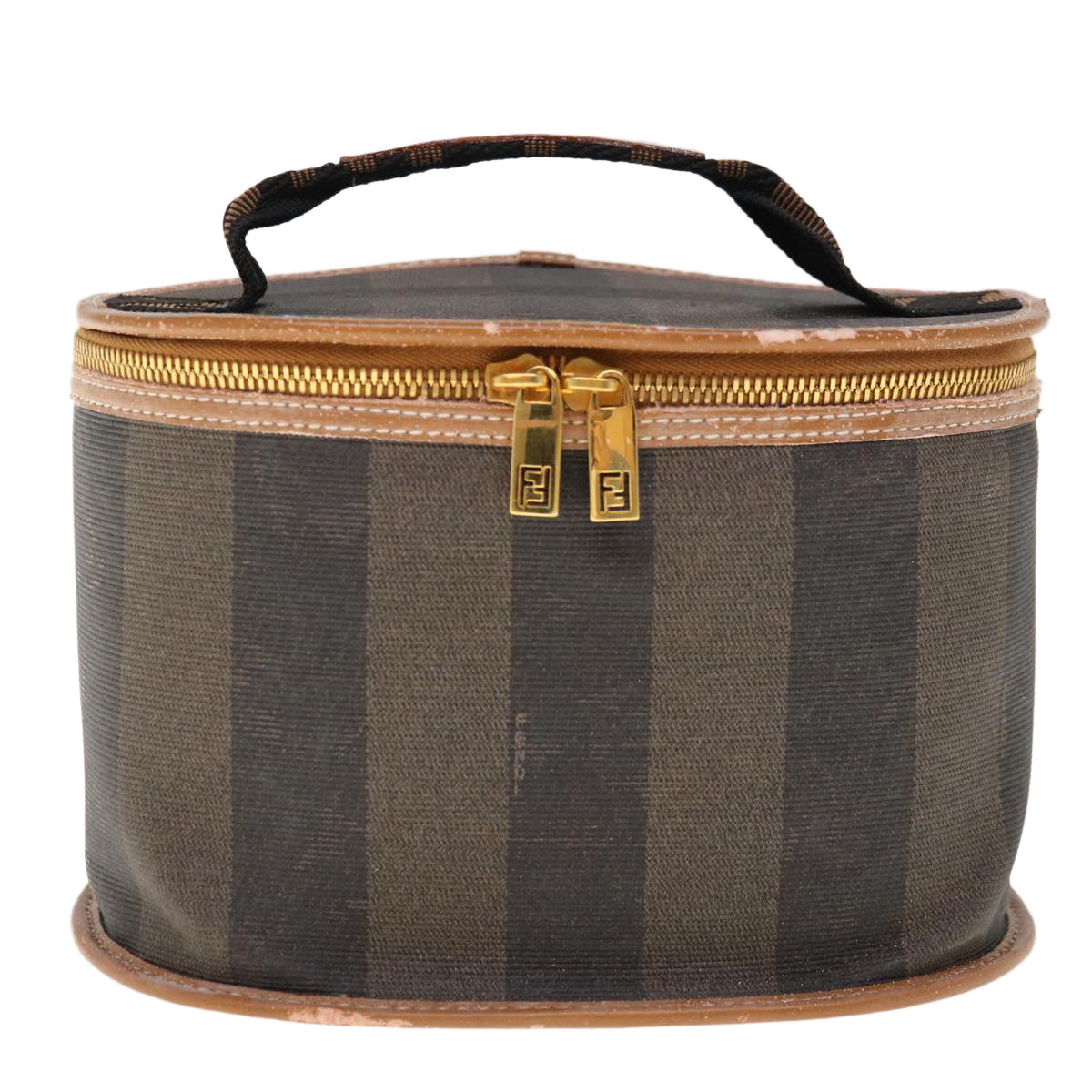 FENDI Pecan Canvas Vanity Cosmetic Pouch Black Brown bs11794
