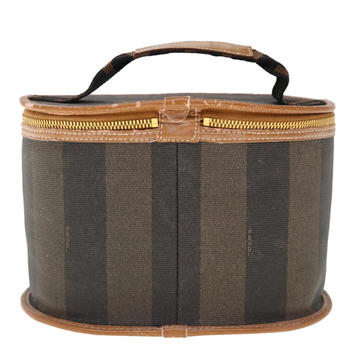 FENDI Pecan Canvas Vanity Cosmetic Pouch Black Brown bs11794