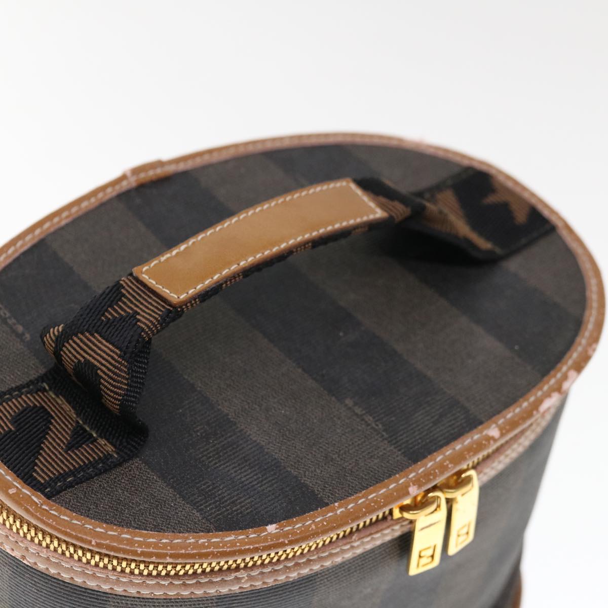 FENDI Pecan Canvas Vanity Cosmetic Pouch Black Brown bs11794