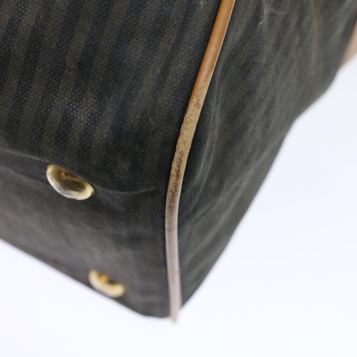 FENDI Pecan Canvas Boston Bag Coated Canvas 2way Brown Khaki bs12003