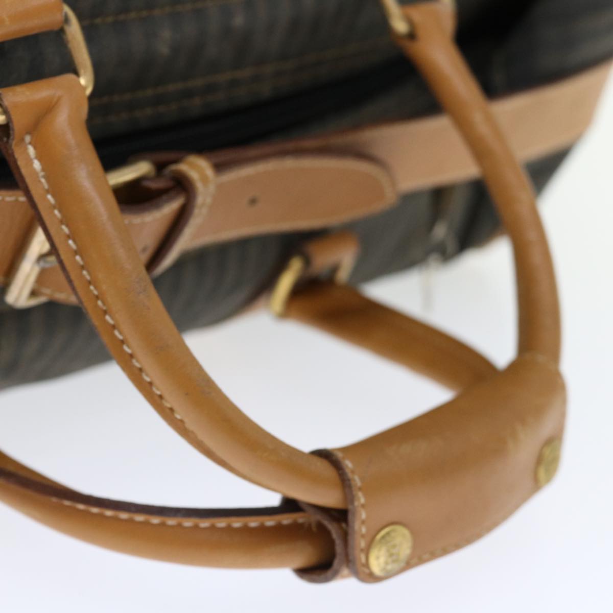 FENDI Pecan Canvas Boston Bag Coated Canvas 2way Brown Khaki bs12003