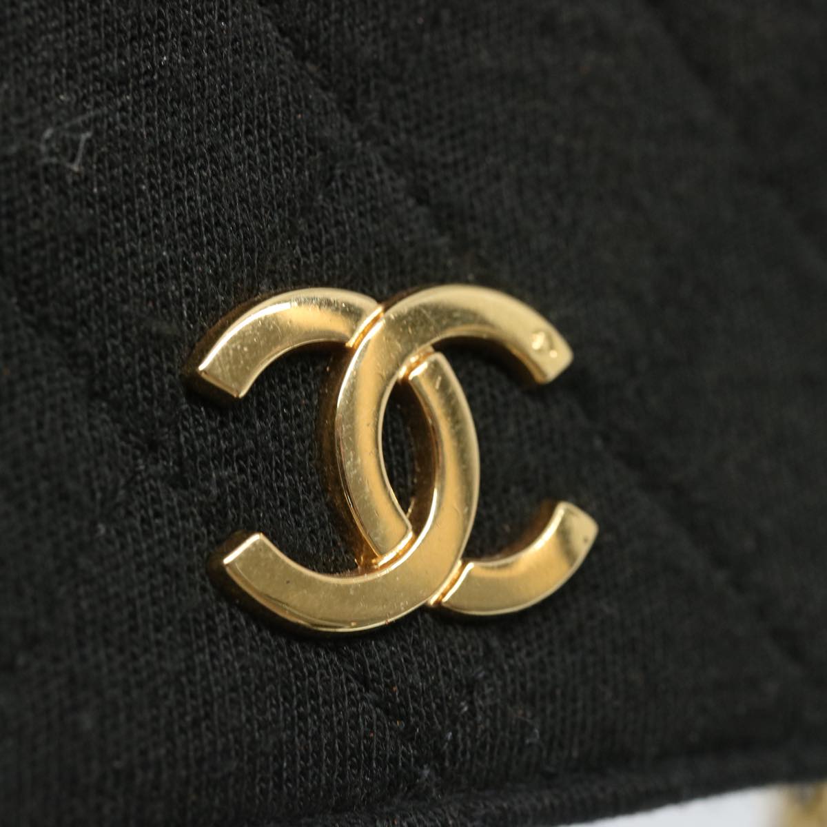 CHANEL Matelasse Chain Shoulder Bag Cotton Black CC bs12038