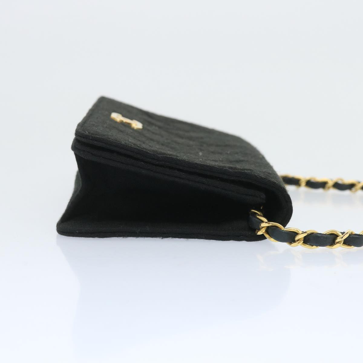 CHANEL Matelasse Chain Shoulder Bag Cotton Black CC bs12038