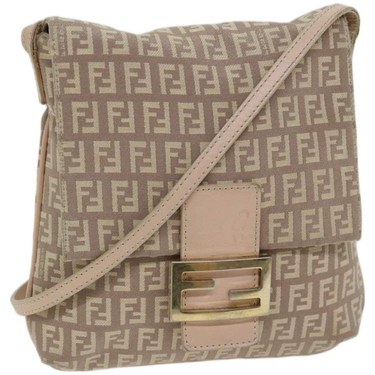 FENDI Zucchino Canvas Shoulder Bag Pink bs12154