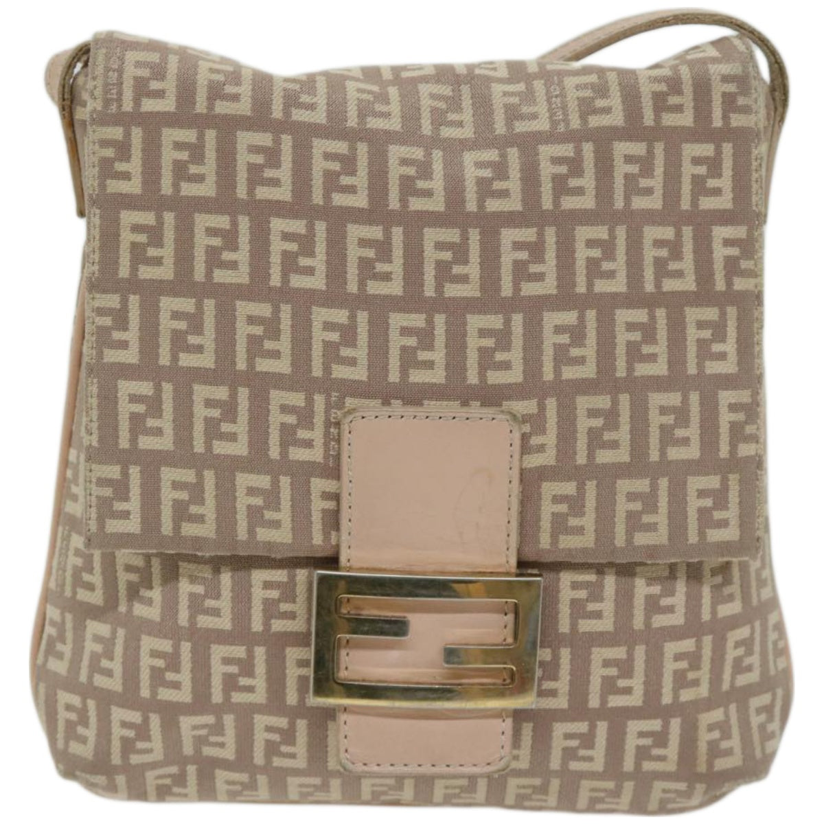 FENDI Zucchino Canvas Shoulder Bag Pink bs12154