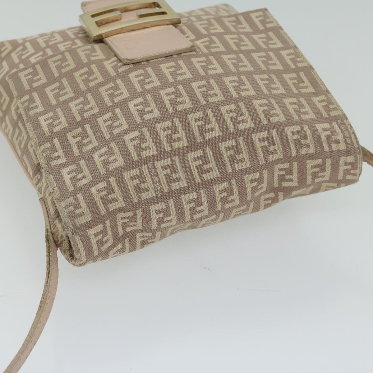 FENDI Zucchino Canvas Shoulder Bag Pink bs12154