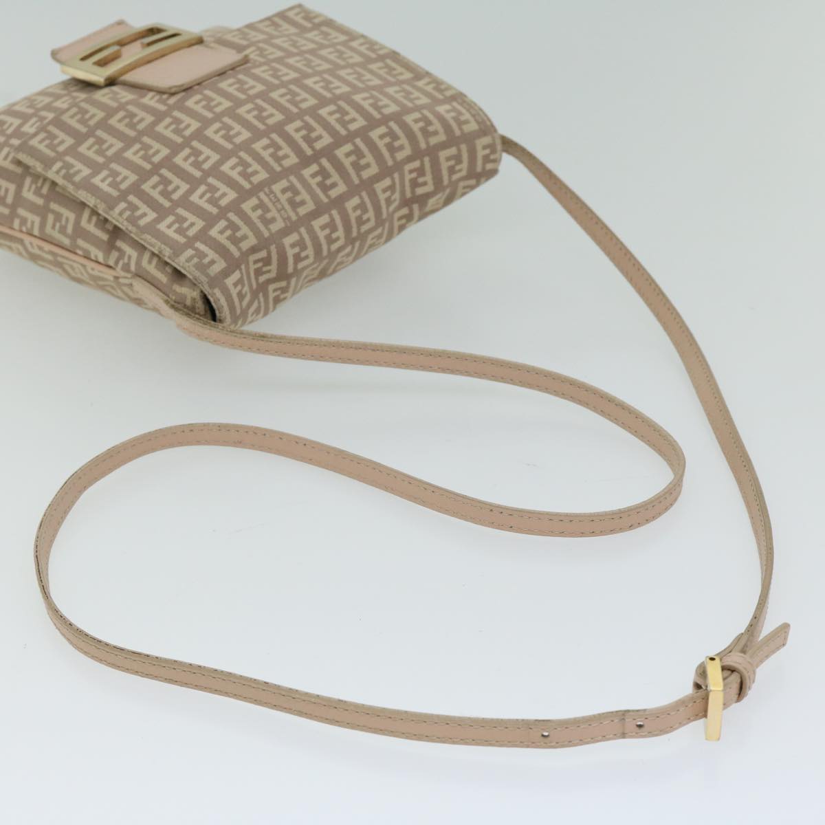 FENDI Zucchino Canvas Shoulder Bag Pink bs12154
