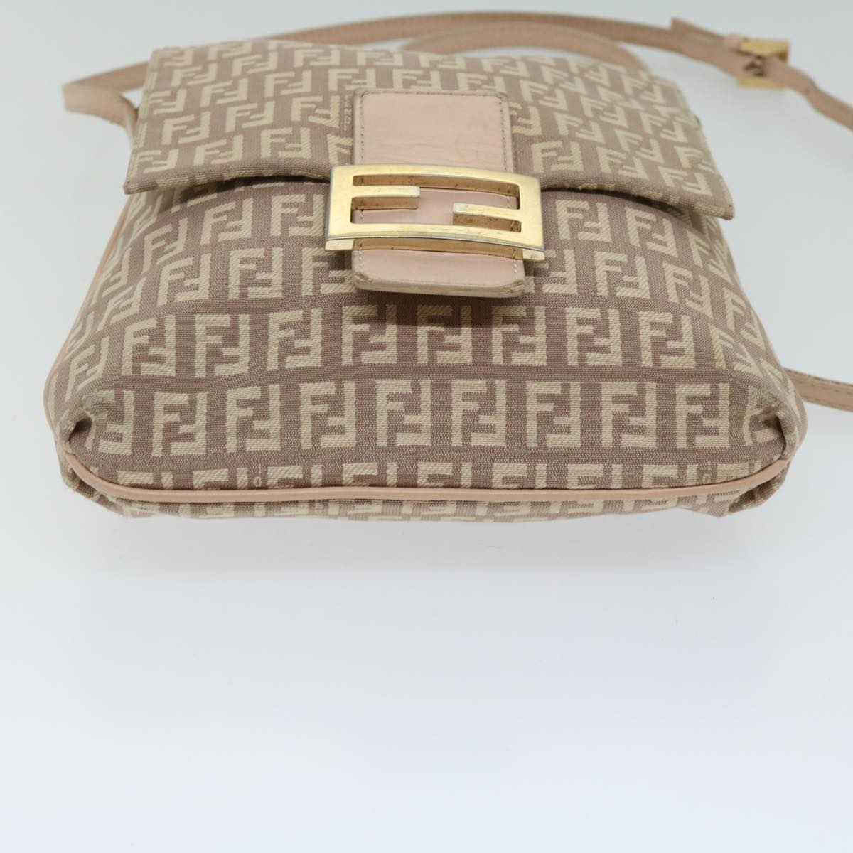 FENDI Zucchino Canvas Shoulder Bag Pink bs12154