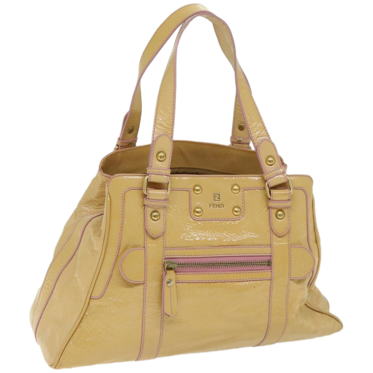 FENDI Hand Bag Enamel Beige bs12356
