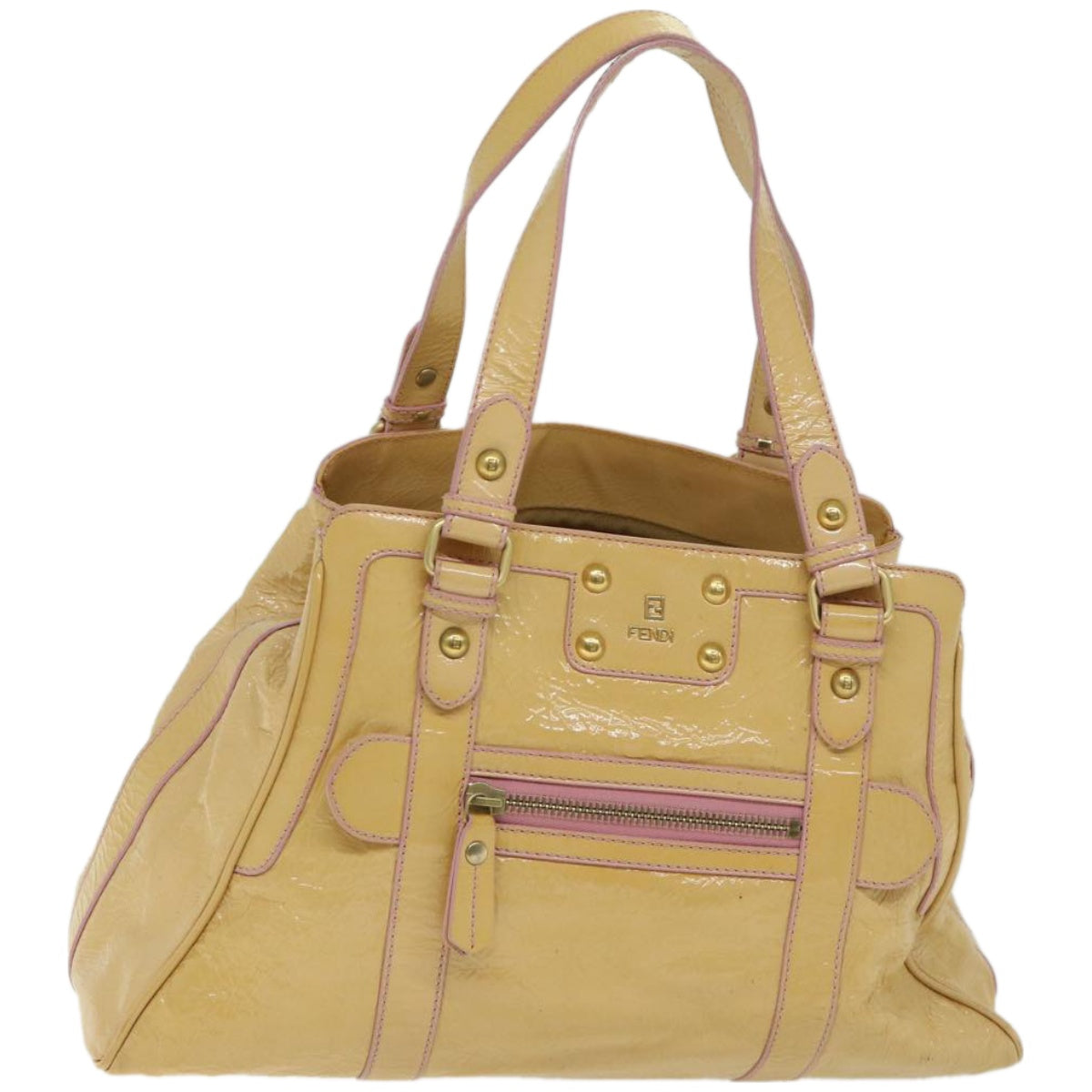 FENDI Hand Bag Enamel Beige bs12356