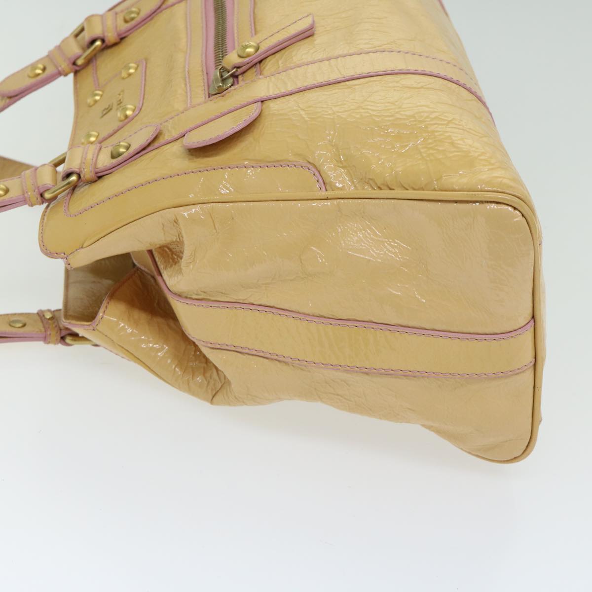 FENDI Hand Bag Enamel Beige bs12356