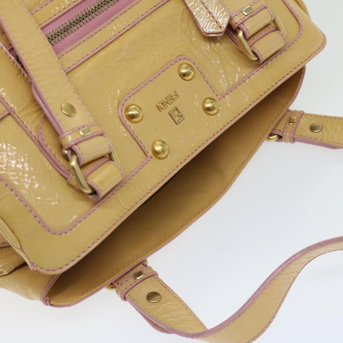 FENDI Hand Bag Enamel Beige bs12356