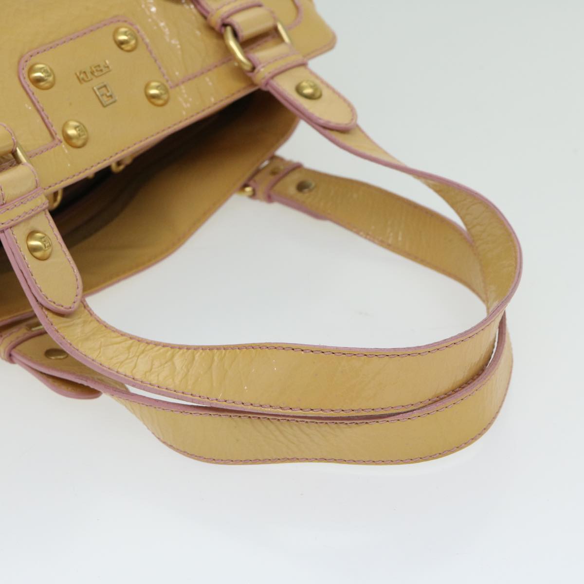 FENDI Hand Bag Enamel Beige bs12356