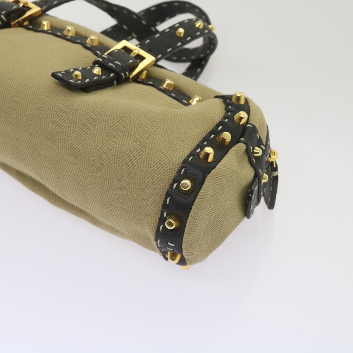 FENDI Hand Bag Canvas Beige bs12367