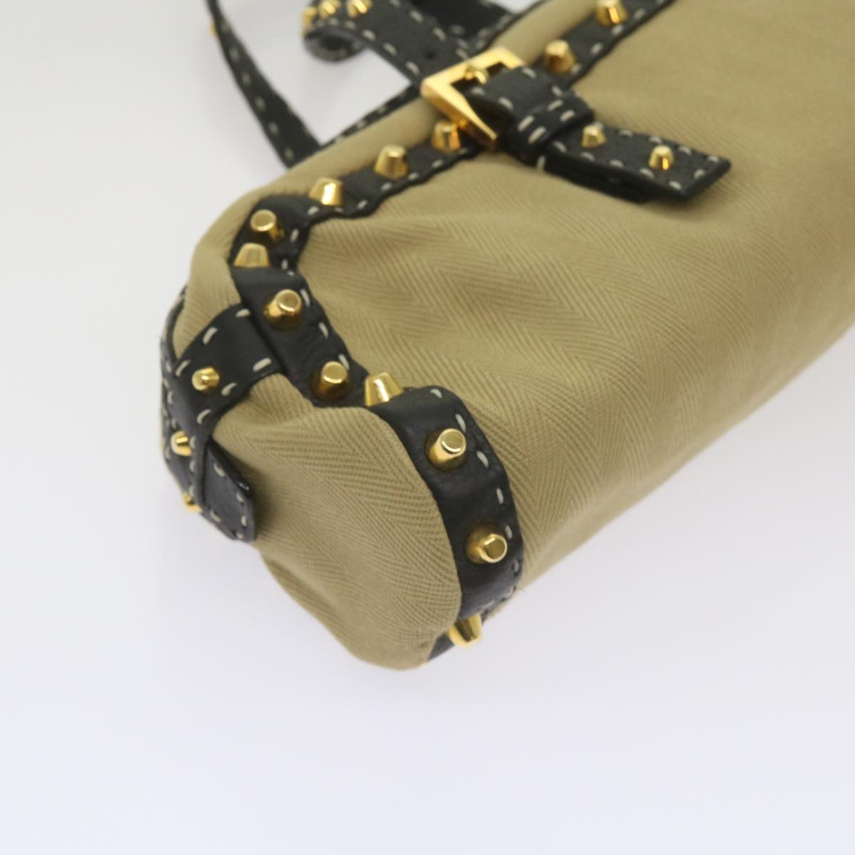 FENDI Hand Bag Canvas Beige bs12367
