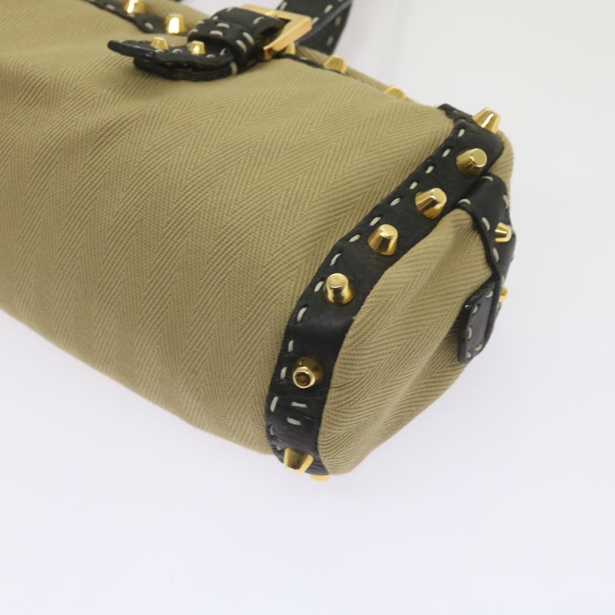 FENDI Hand Bag Canvas Beige bs12367