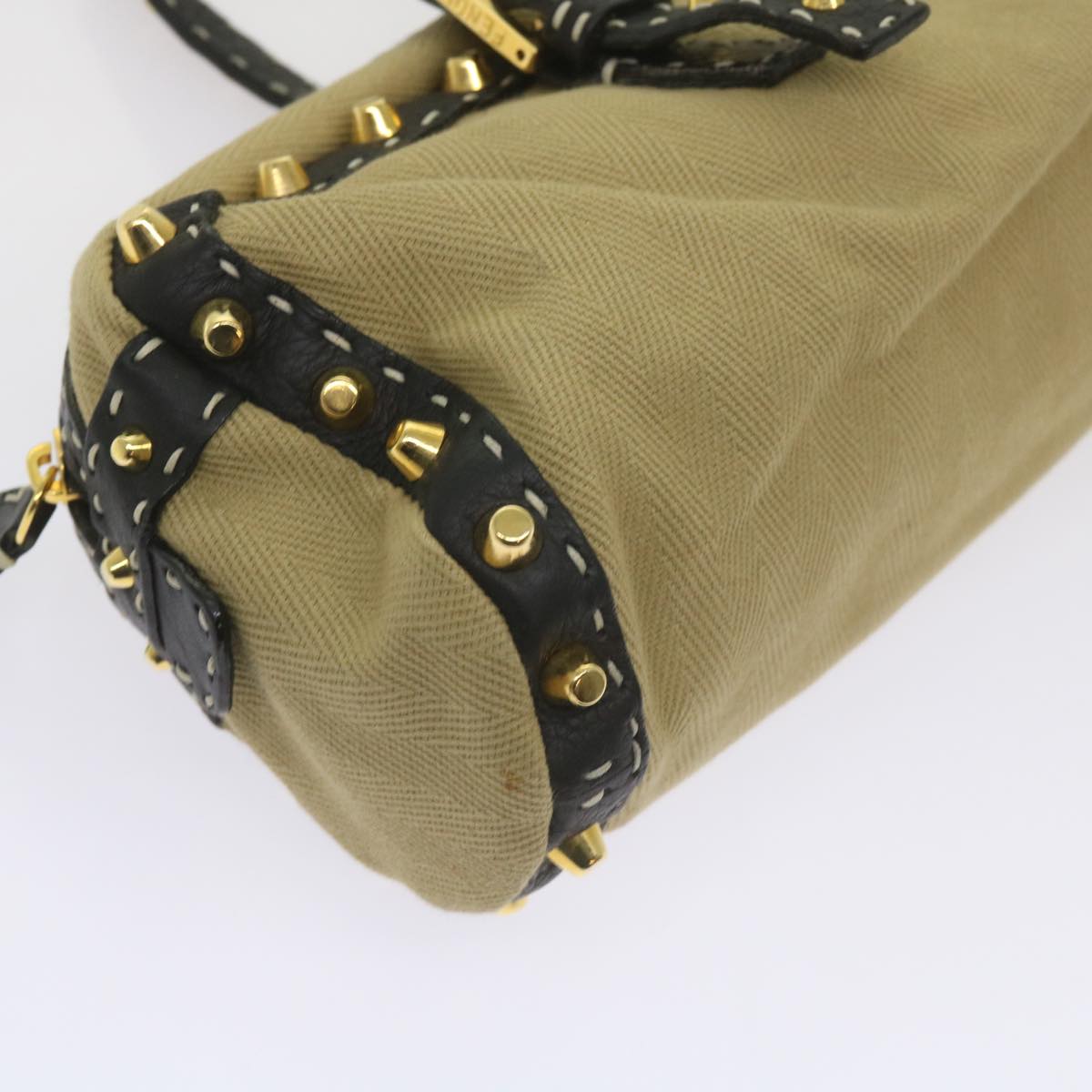 FENDI Hand Bag Canvas Beige bs12367