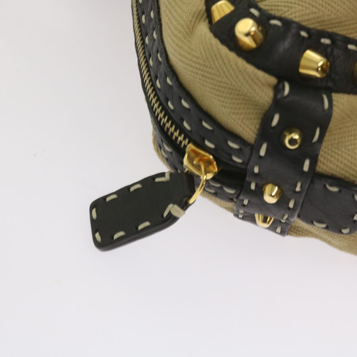 FENDI Hand Bag Canvas Beige bs12367