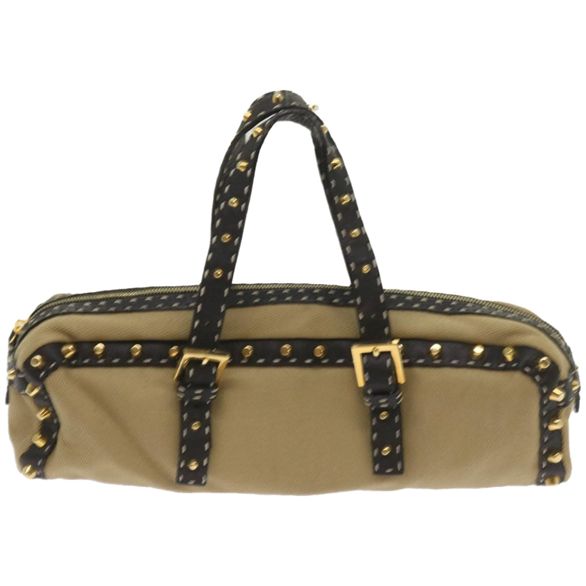 FENDI Hand Bag Canvas Beige bs12367