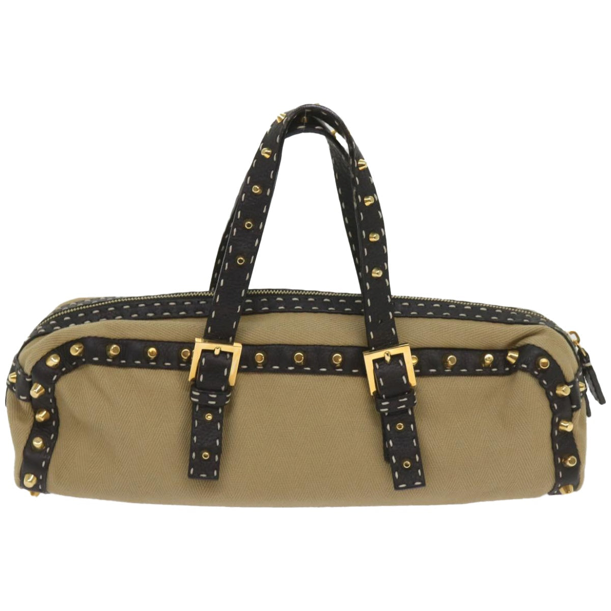 FENDI Hand Bag Canvas Beige bs12367