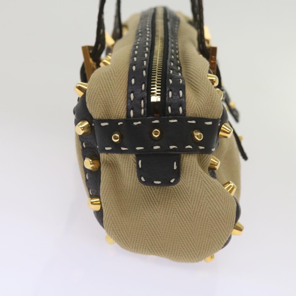 FENDI Hand Bag Canvas Beige bs12367